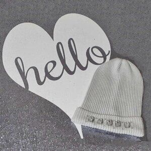 NWOT Indigo light grey beanie hat with crystal embellishments